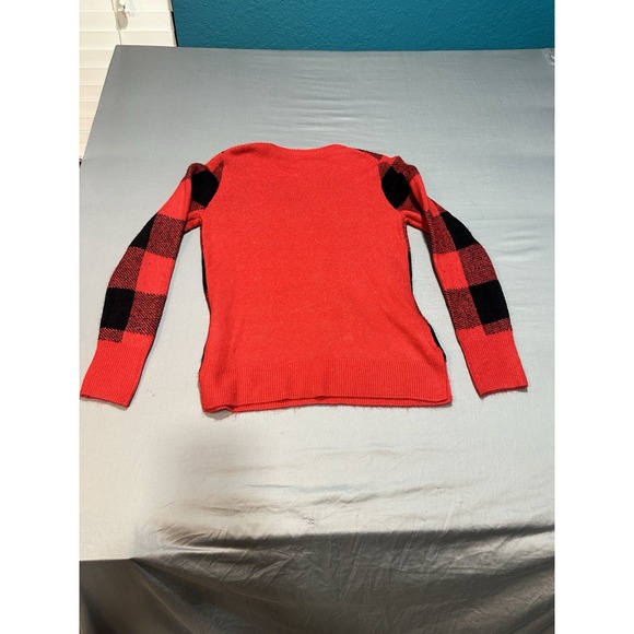 NWT Old Navy Sweater Women's  Red Black Buffalo Plaid Pullover‎ Knit Top S - Picture 8 of 9